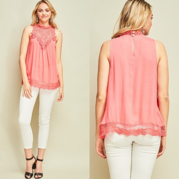 Coral crochet flowy top - Picture 4 of 4